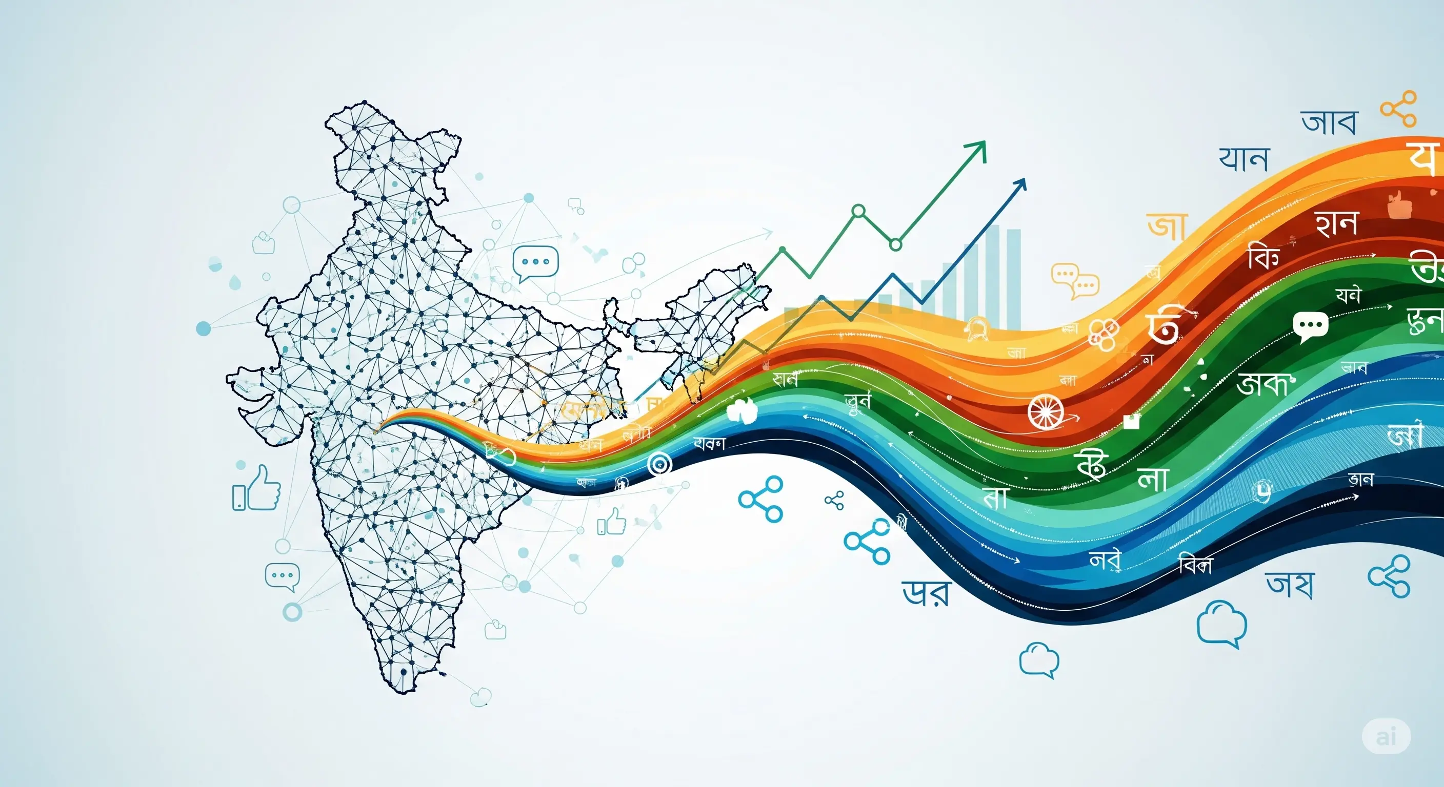 Illustration of diverse Indian languages and digital devices