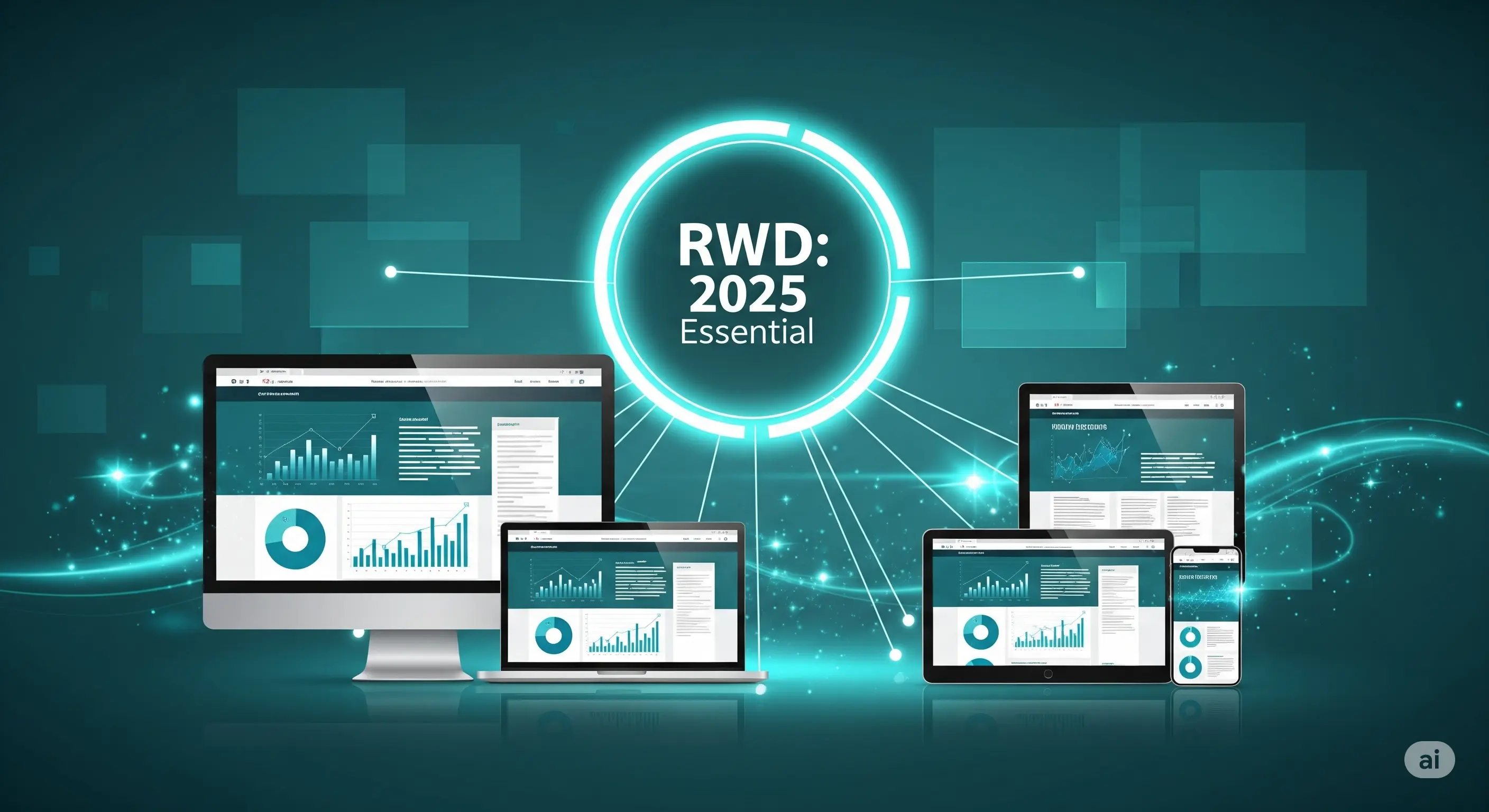 Illustration of responsive web design across multiple devices