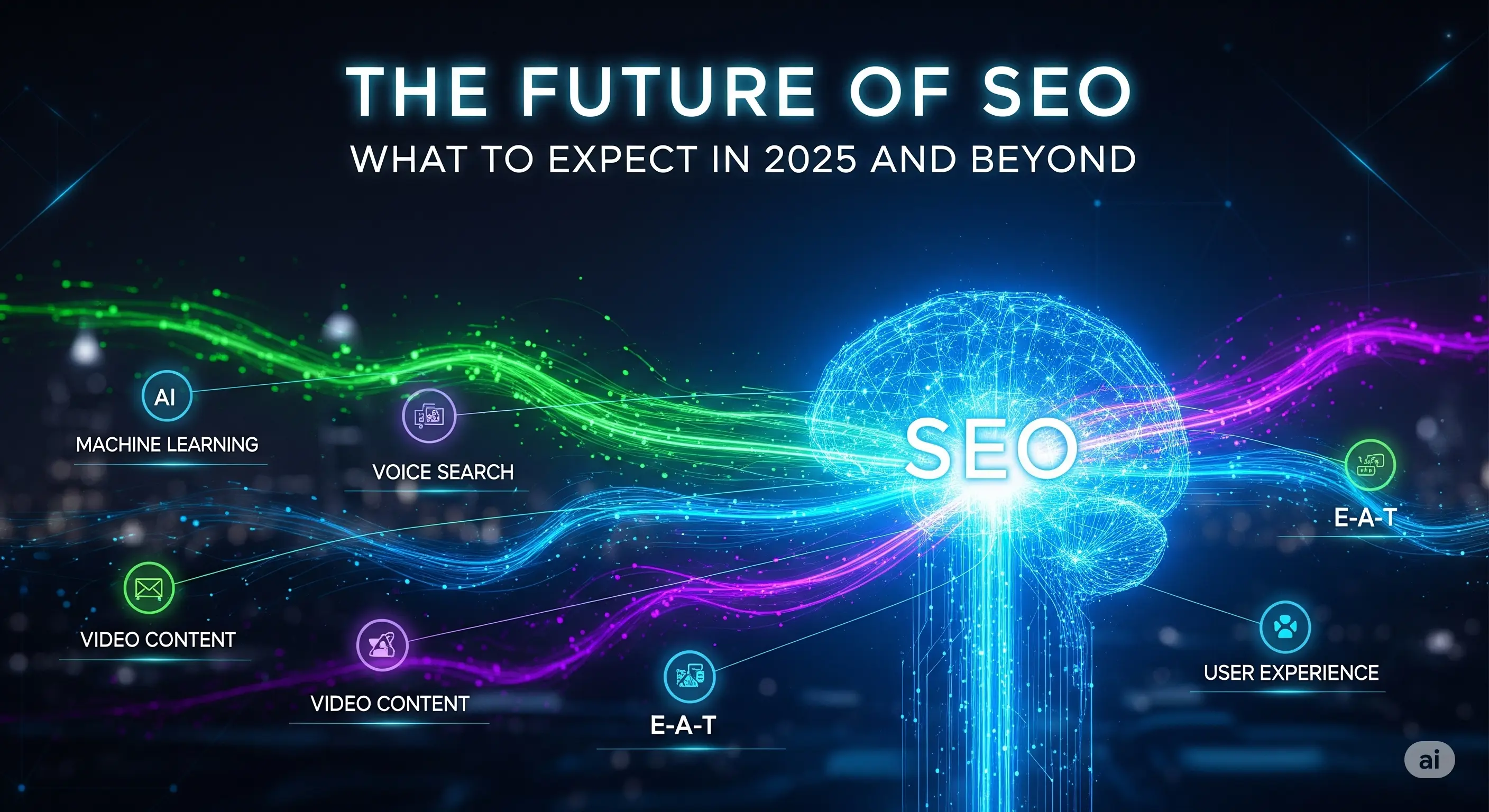 Illustration of AI and SEO concepts merging